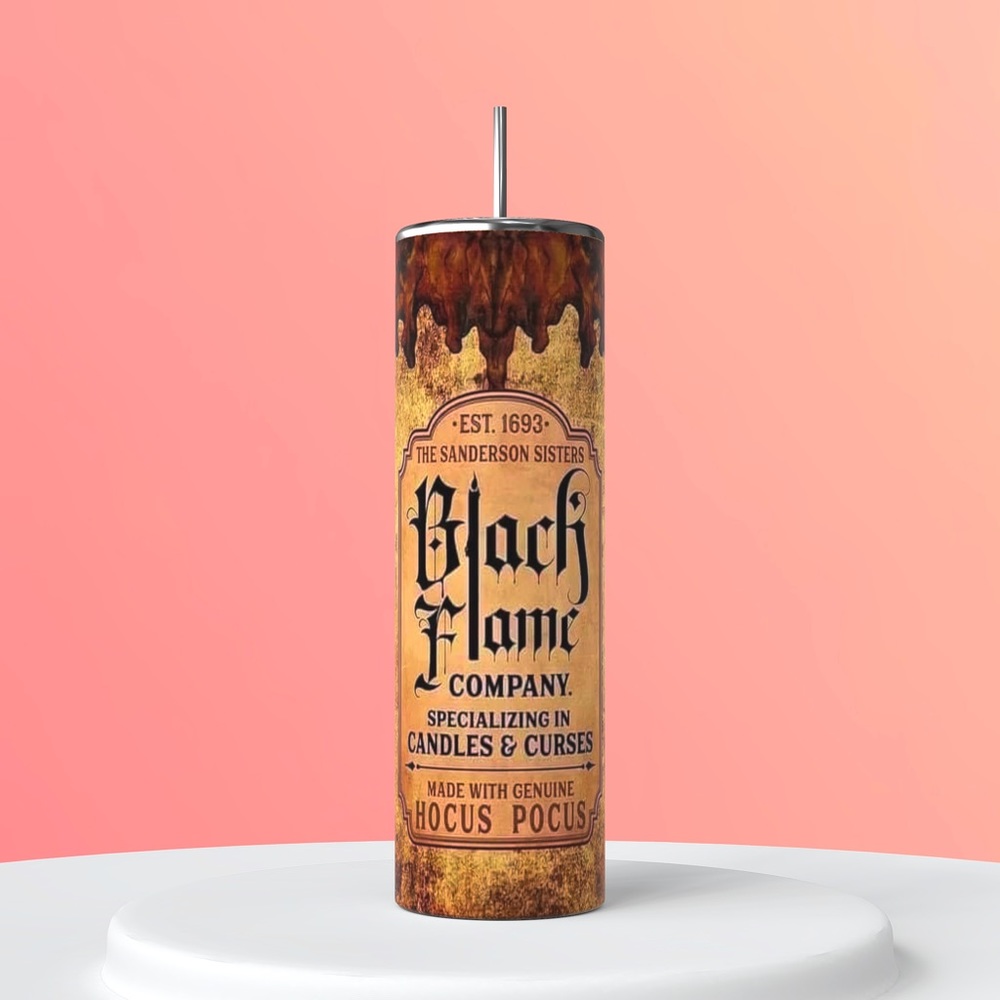 Hocus Pocus black flame candle tumbler 20 oz